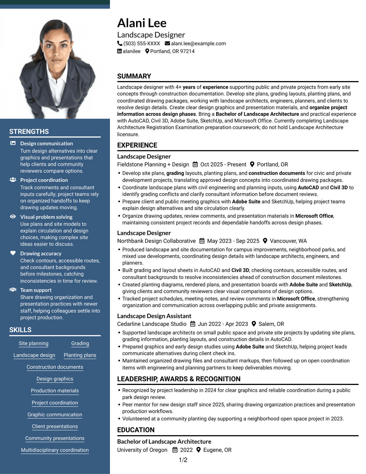 Resume example — page 1