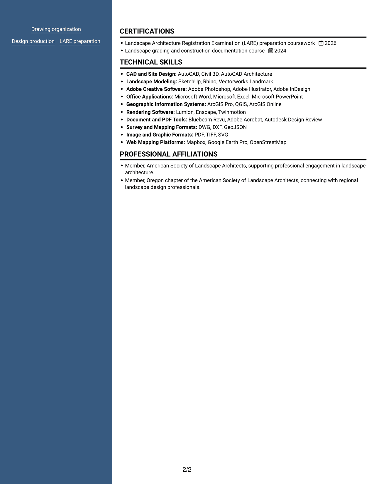 Resume example — page 2