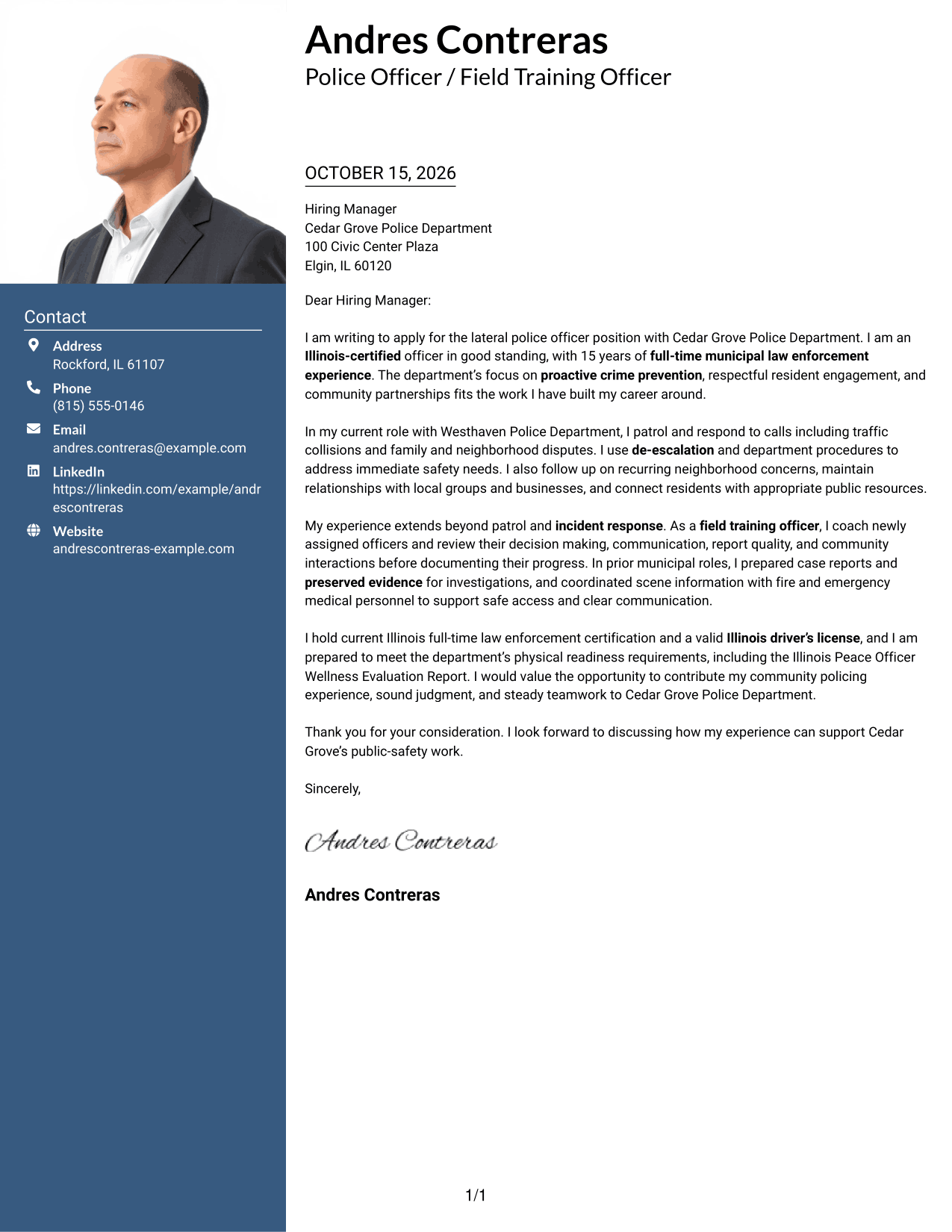 Cover letter example — page 1
