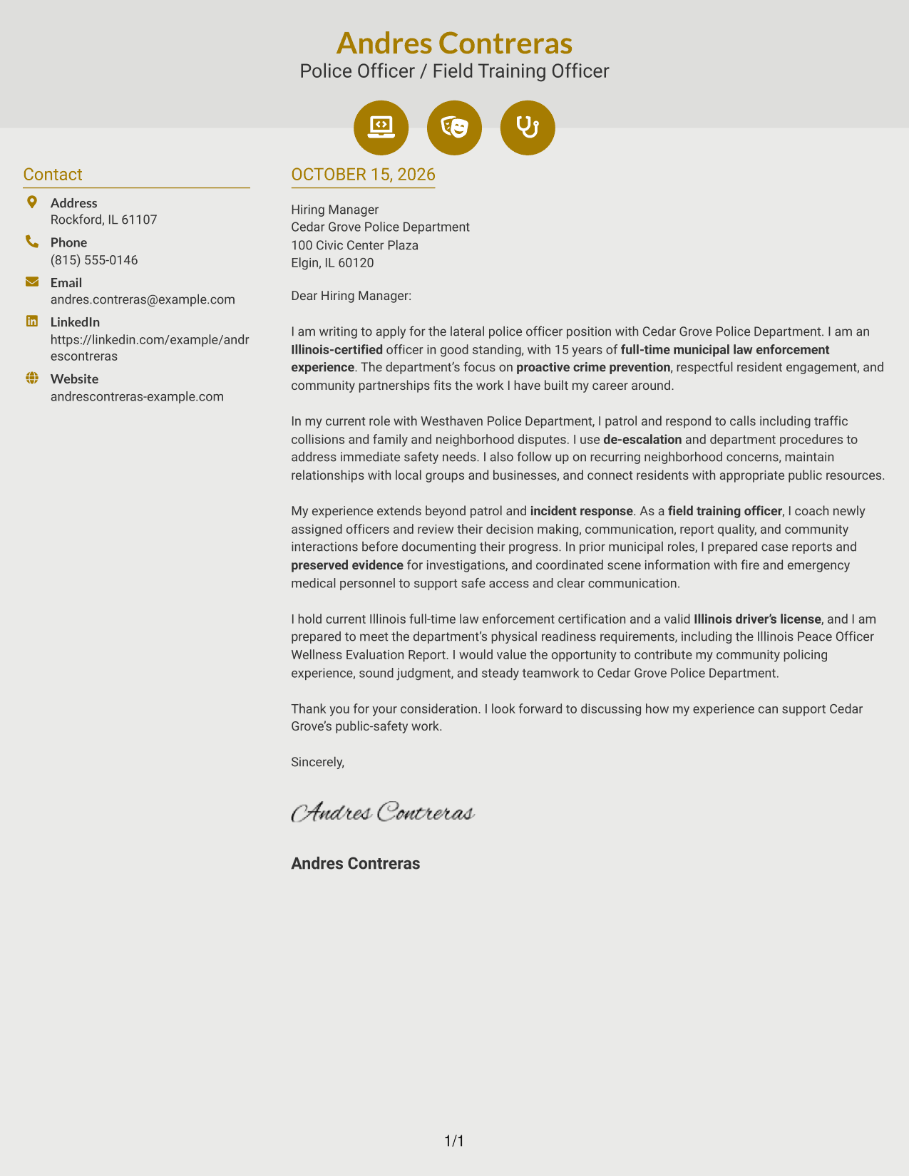 Cover letter example — page 1