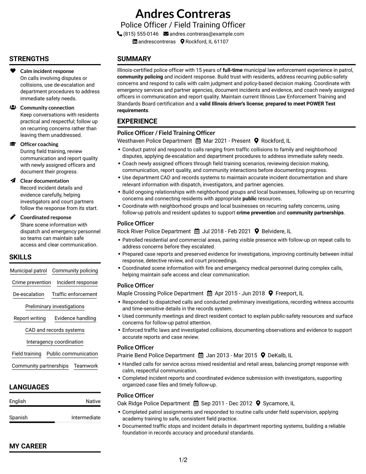 Resume example — page 1