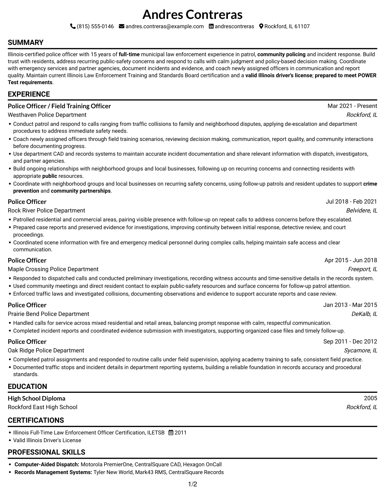 Resume example — page 1