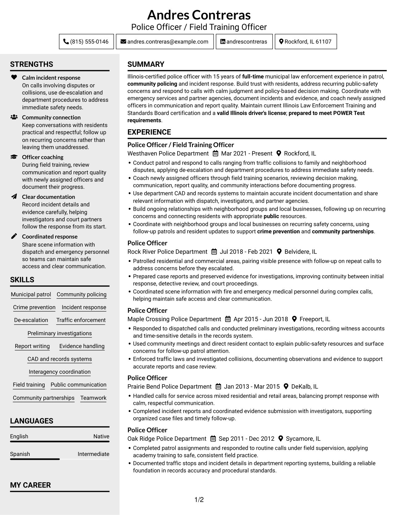Resume example — page 1