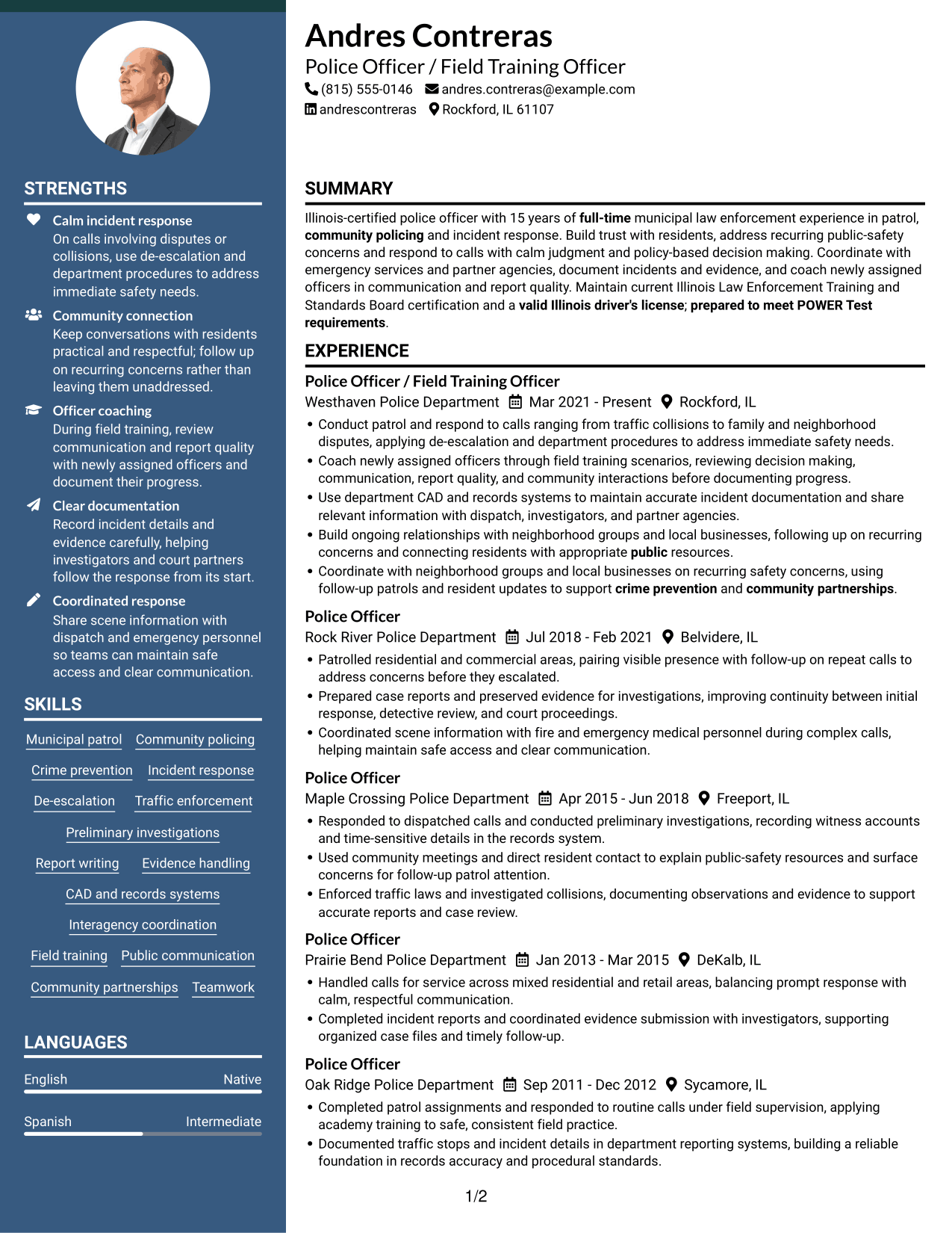 Resume example — page 1