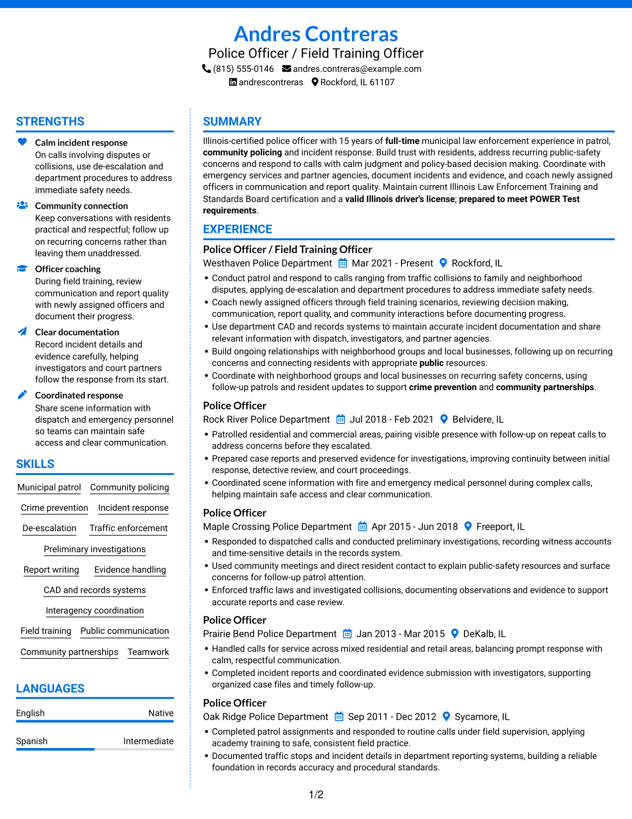 Resume example — page 1