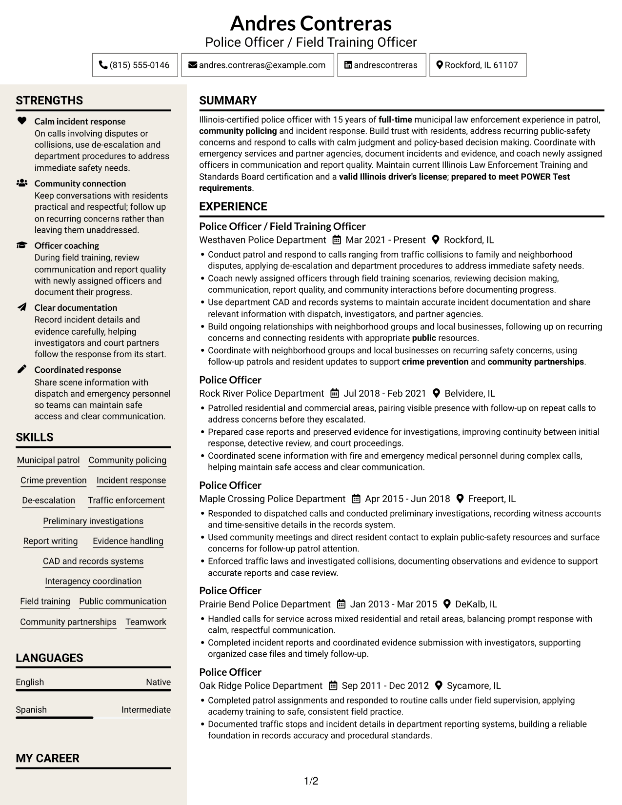 Resume example — page 1