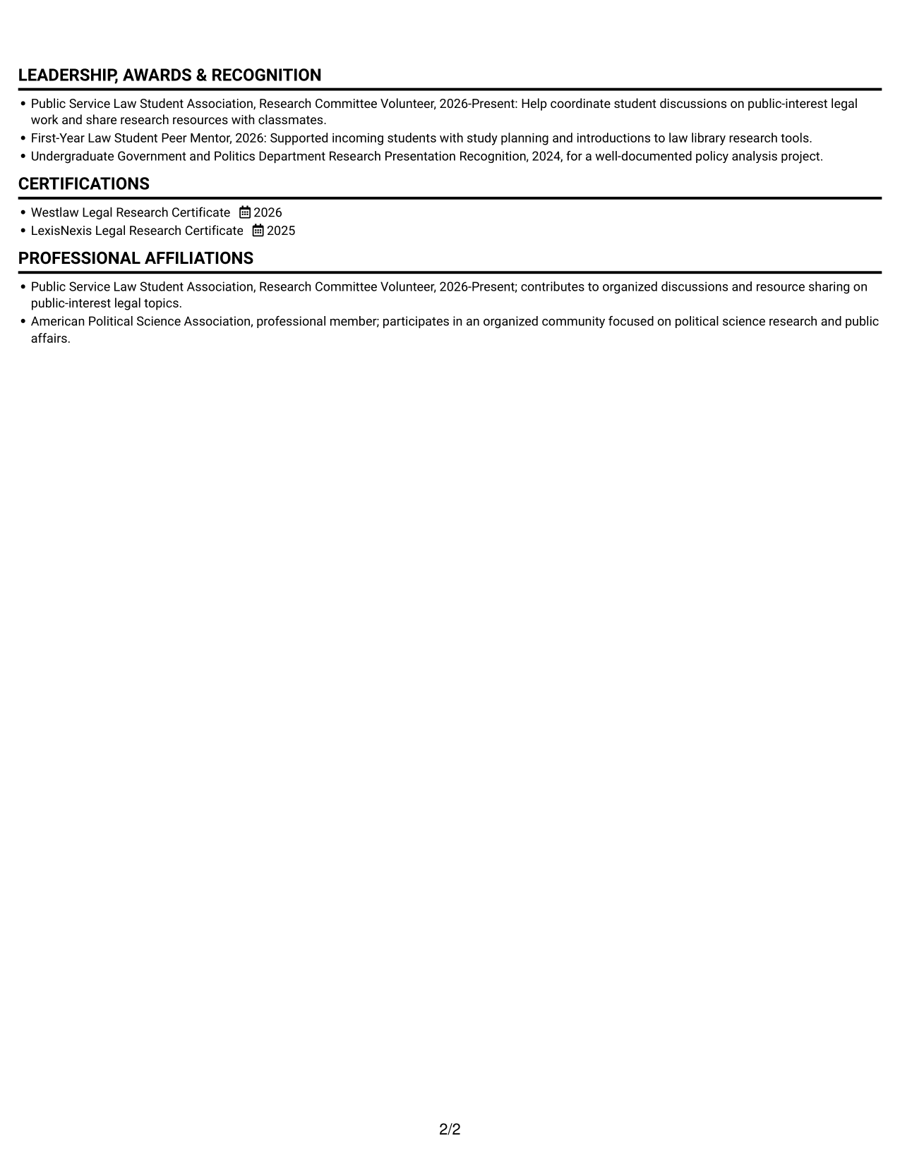 Resume example — page 2