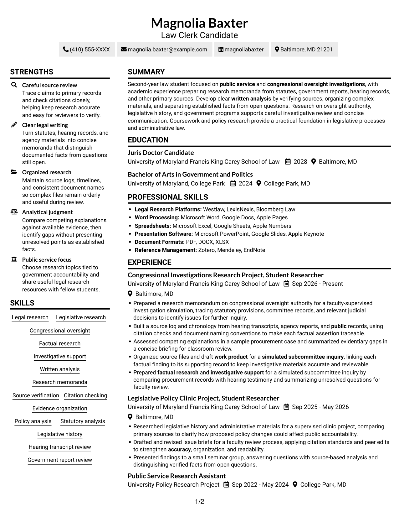 Resume example — page 1