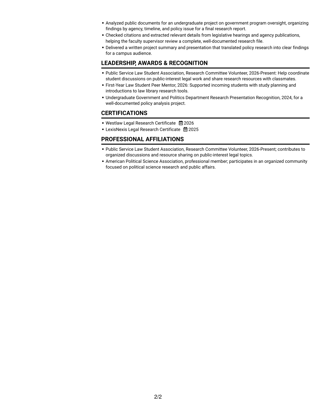 Resume example — page 2