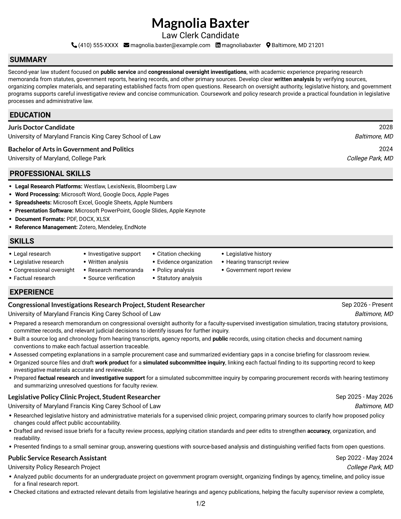 Resume example — page 1