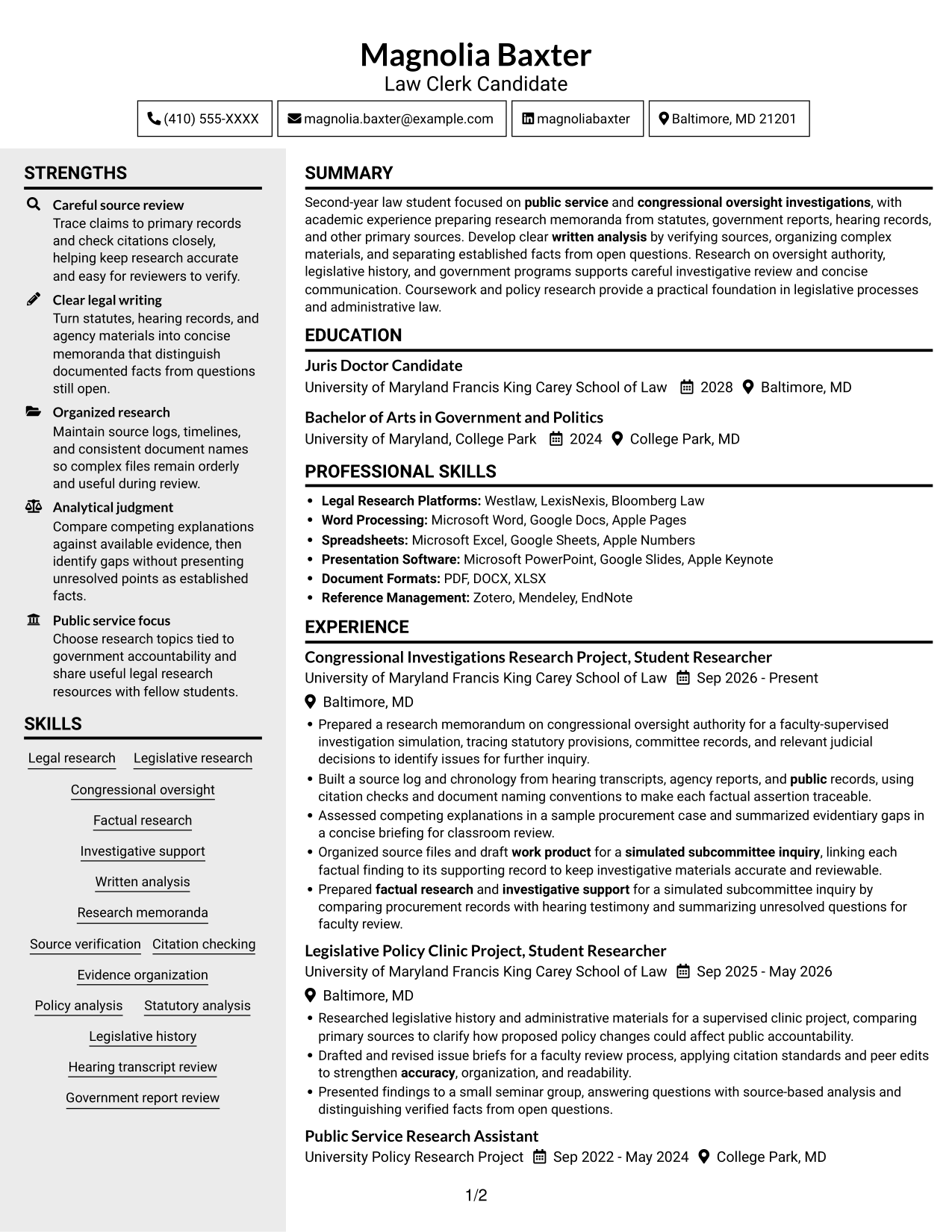 Resume example — page 1