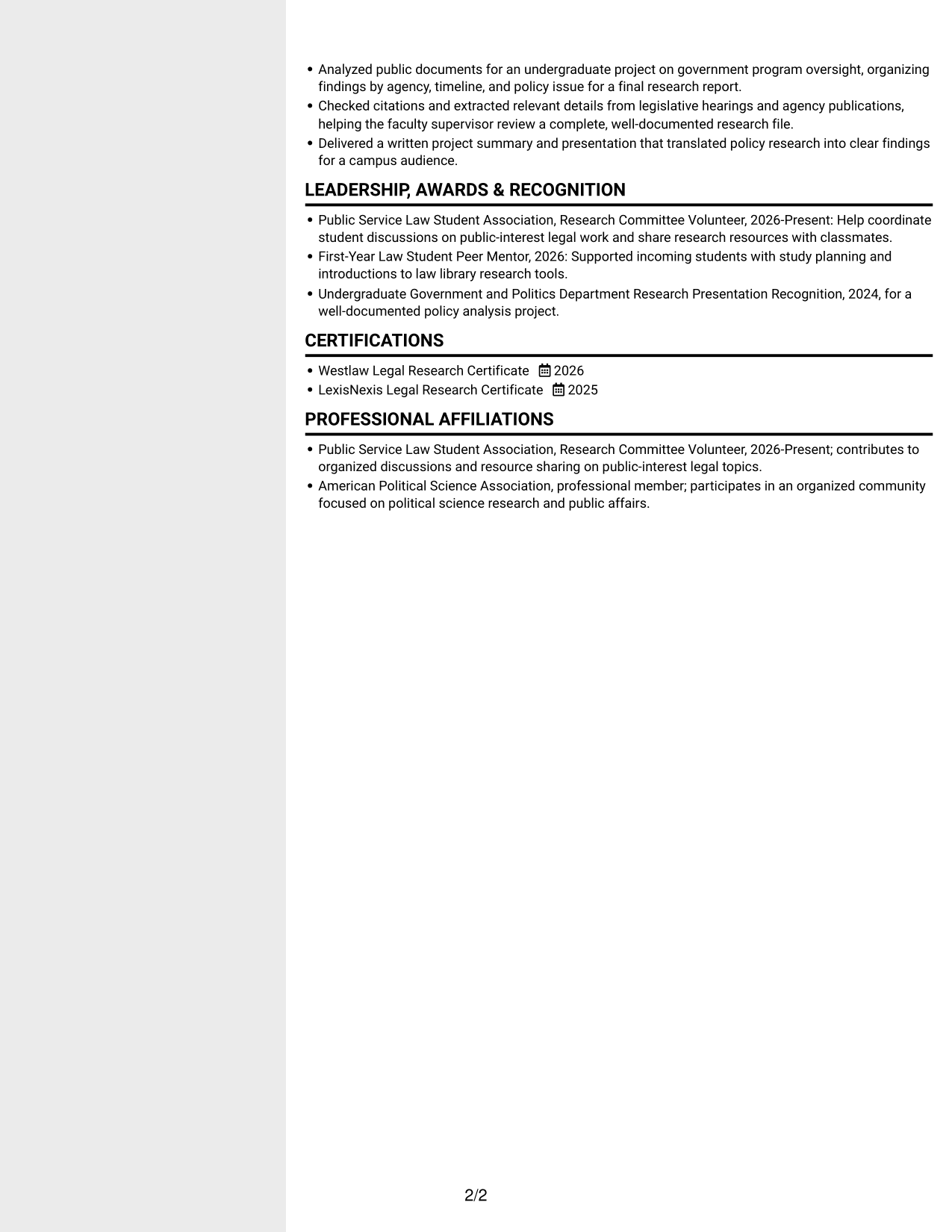 Resume example — page 2