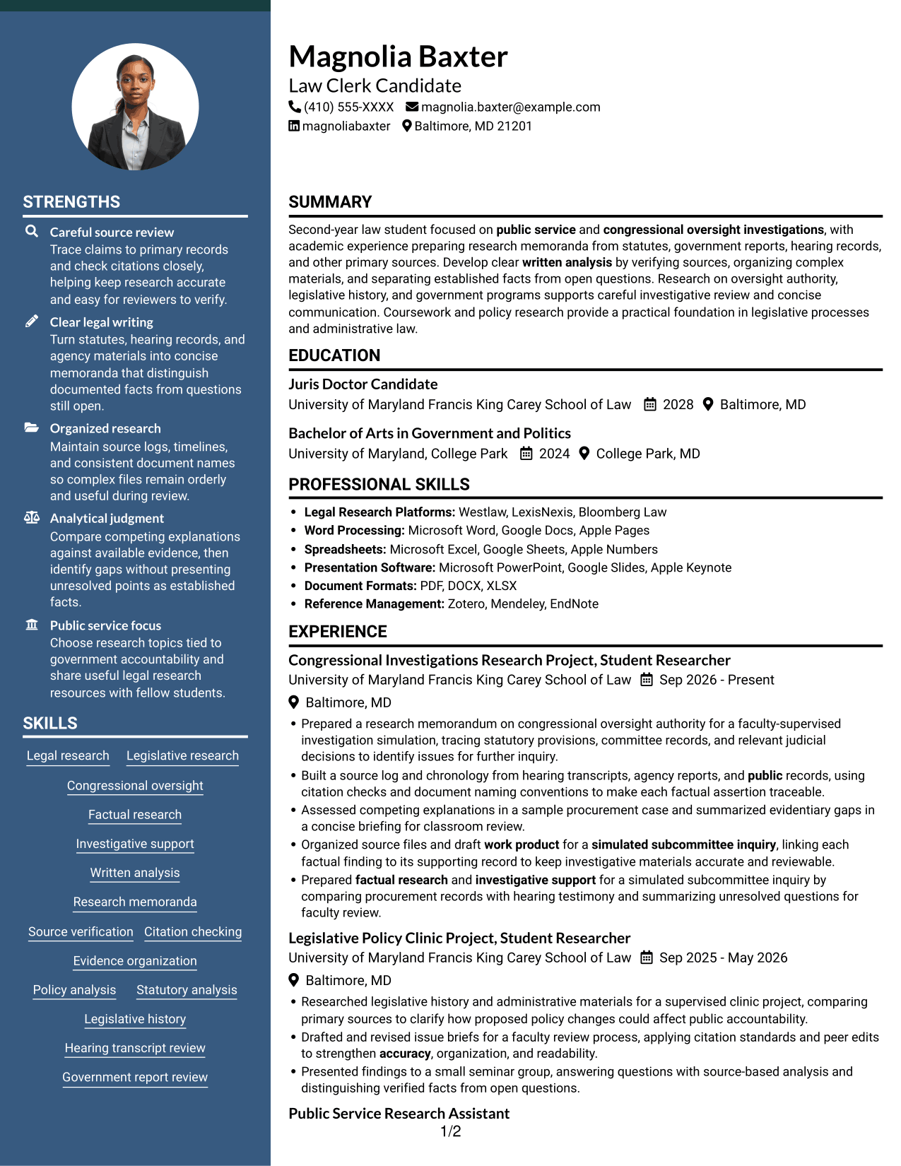 Resume example — page 1