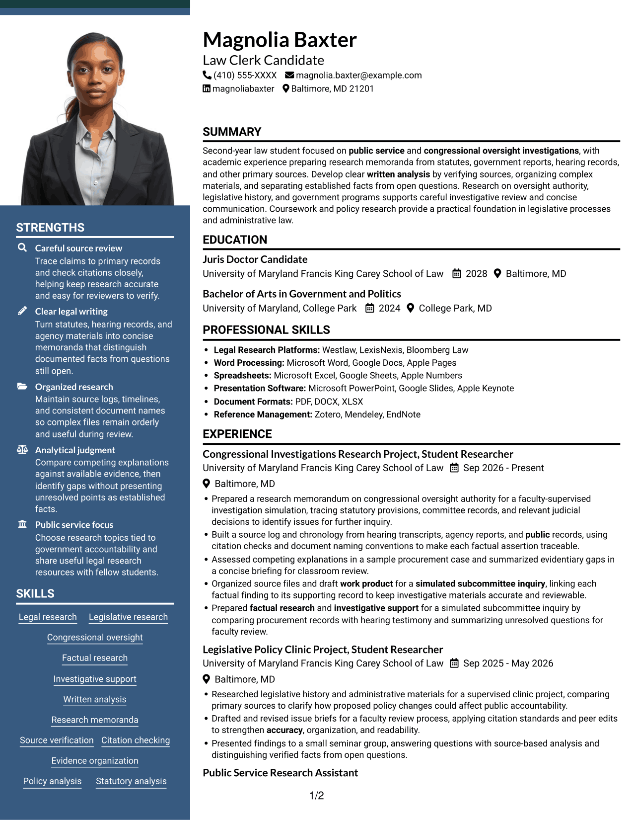 Resume example — page 1
