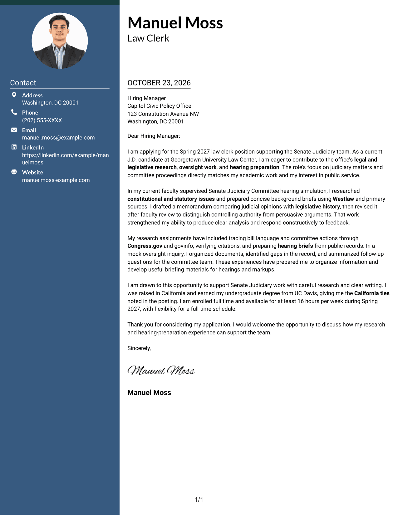 Cover letter example — page 1