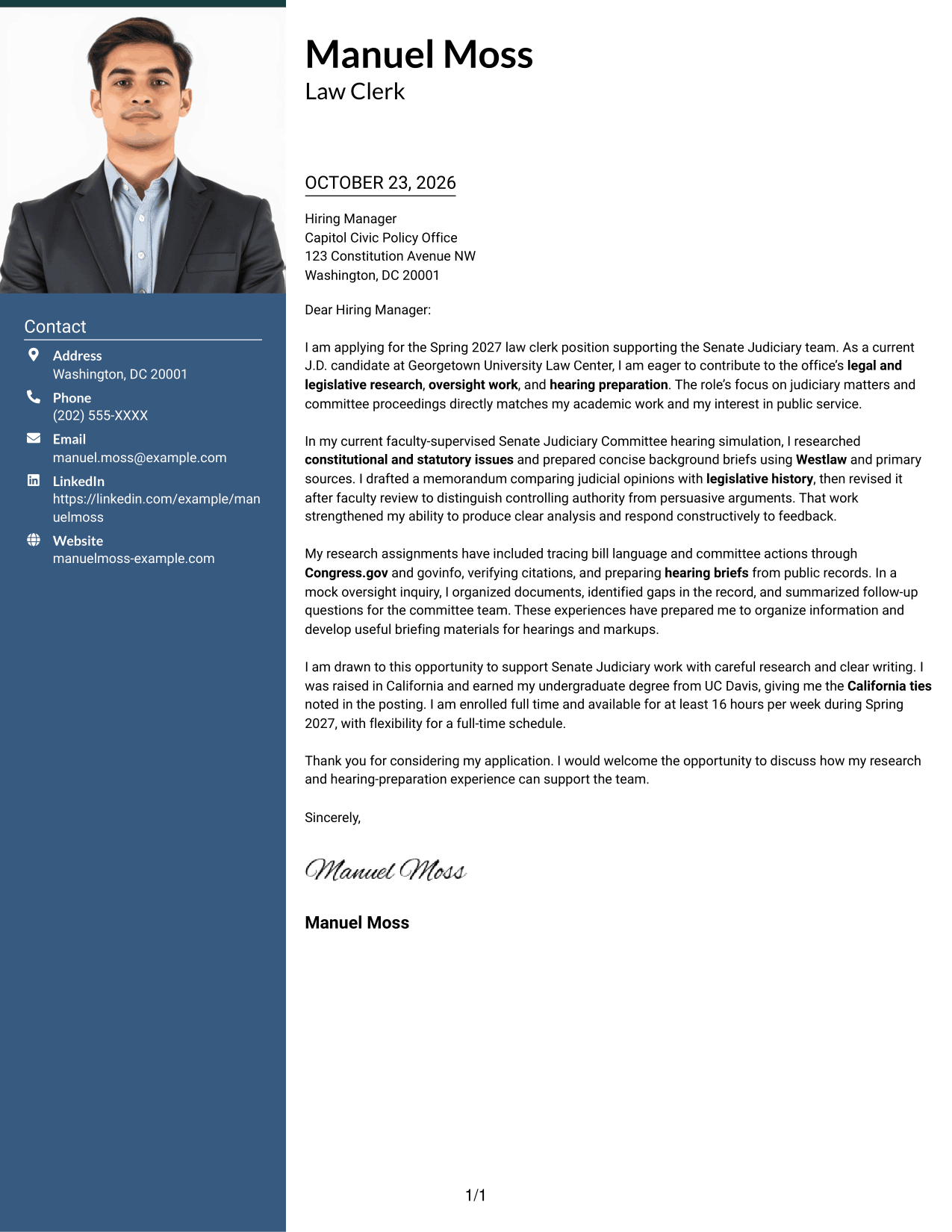 Cover letter example — page 1