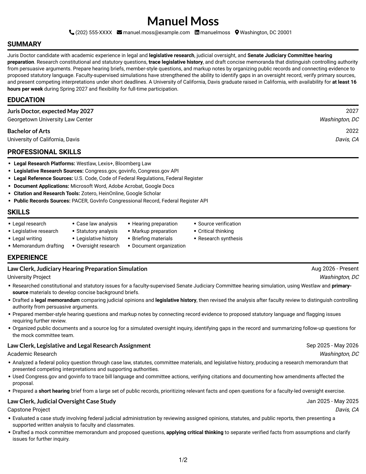 Resume example — page 1