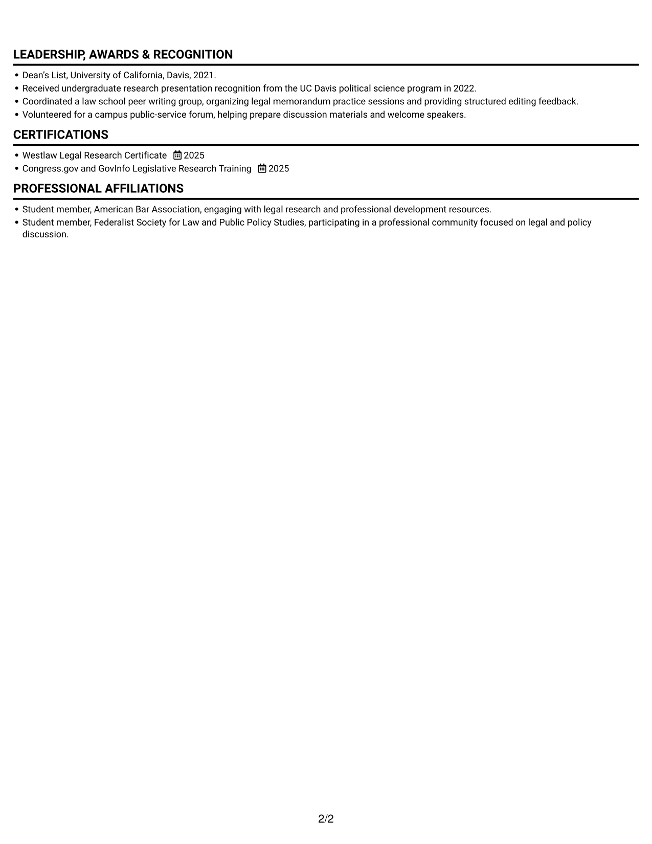 Resume example — page 2