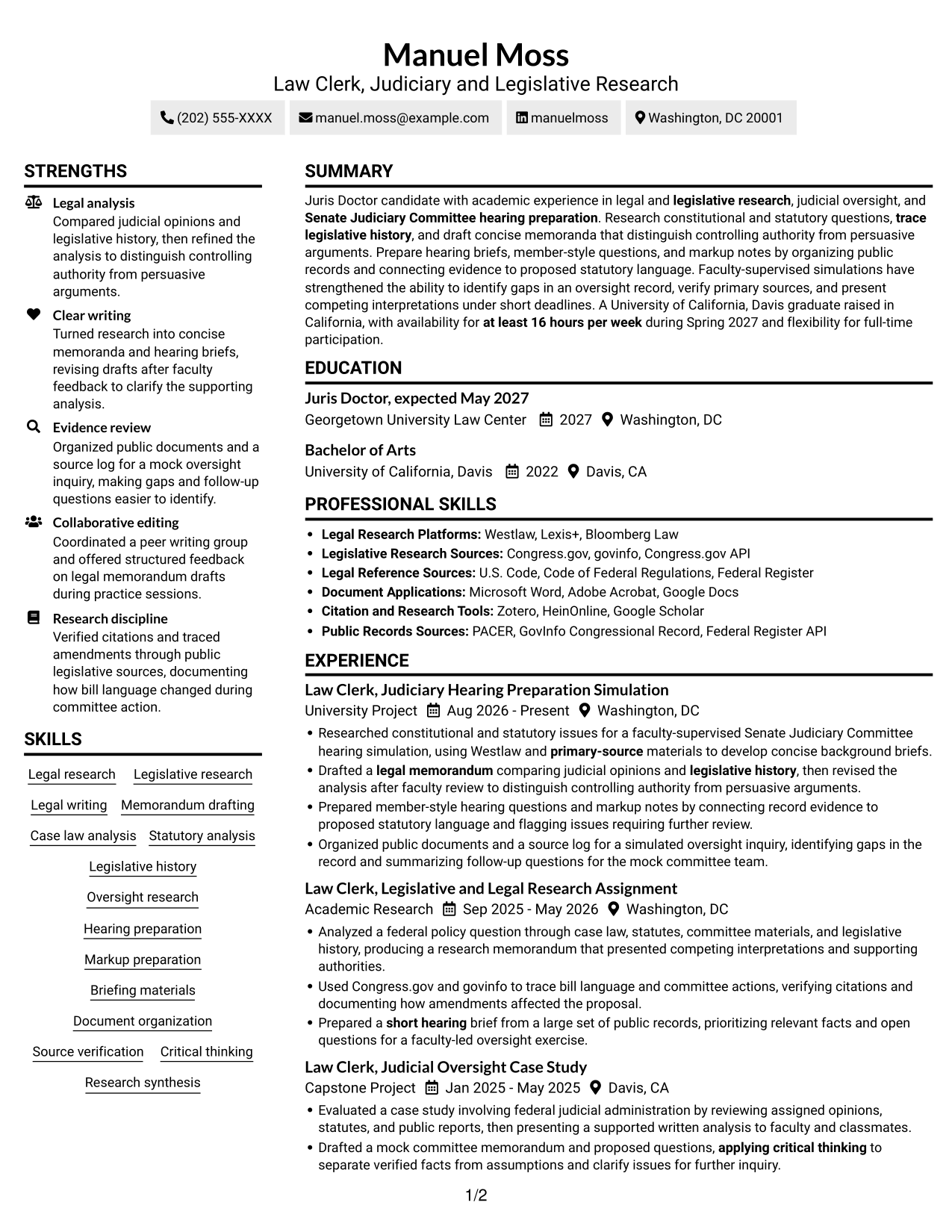 Resume example — page 1