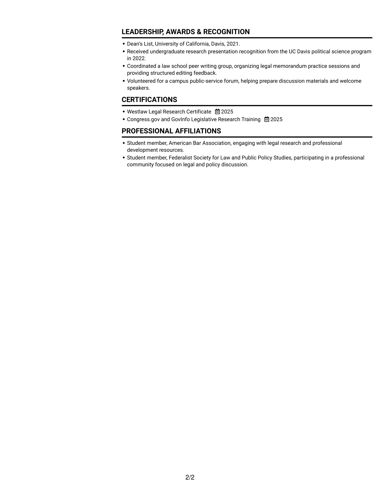 Resume example — page 2