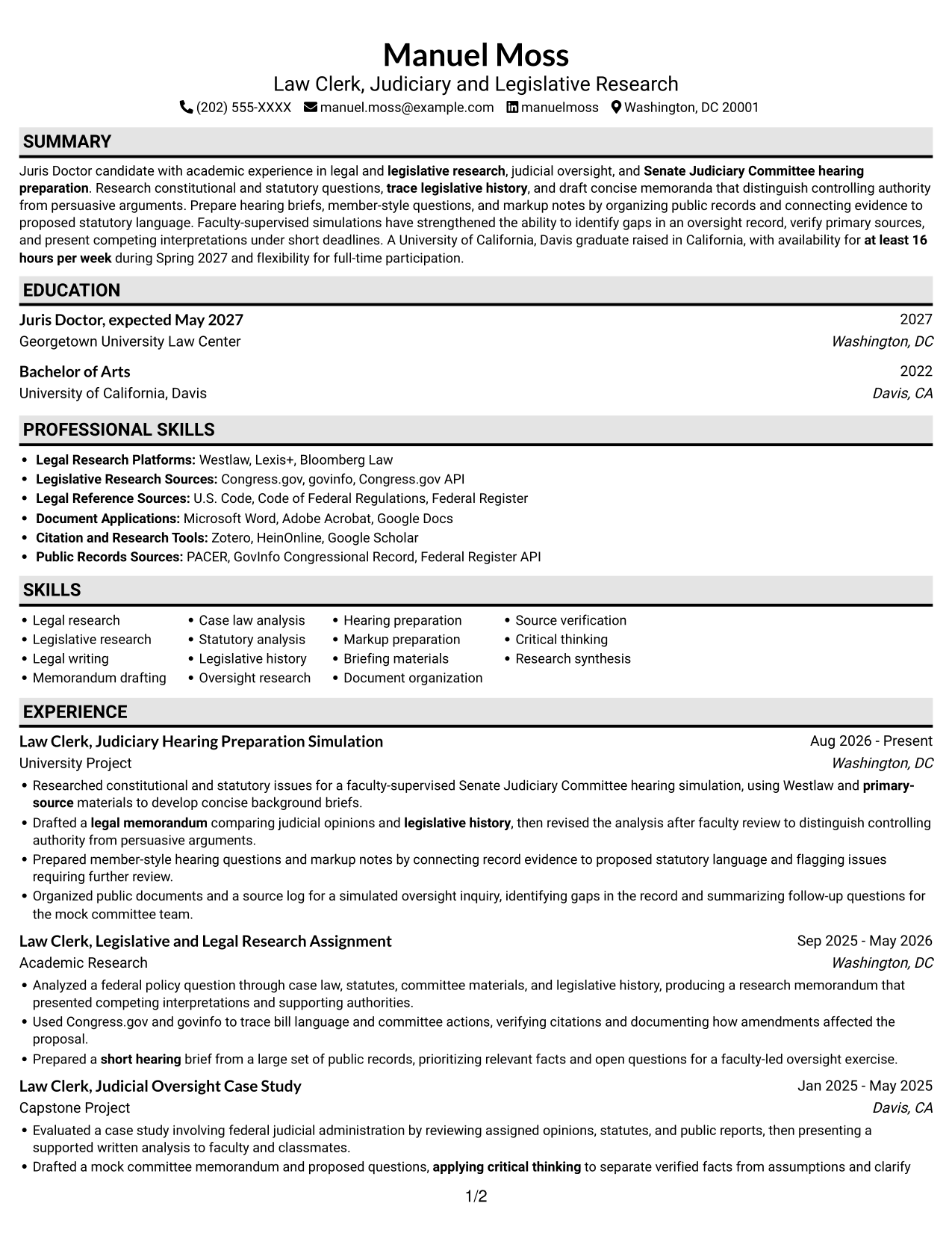 Resume example — page 1