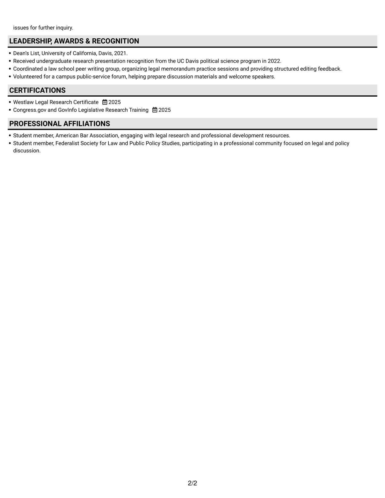Resume example — page 2