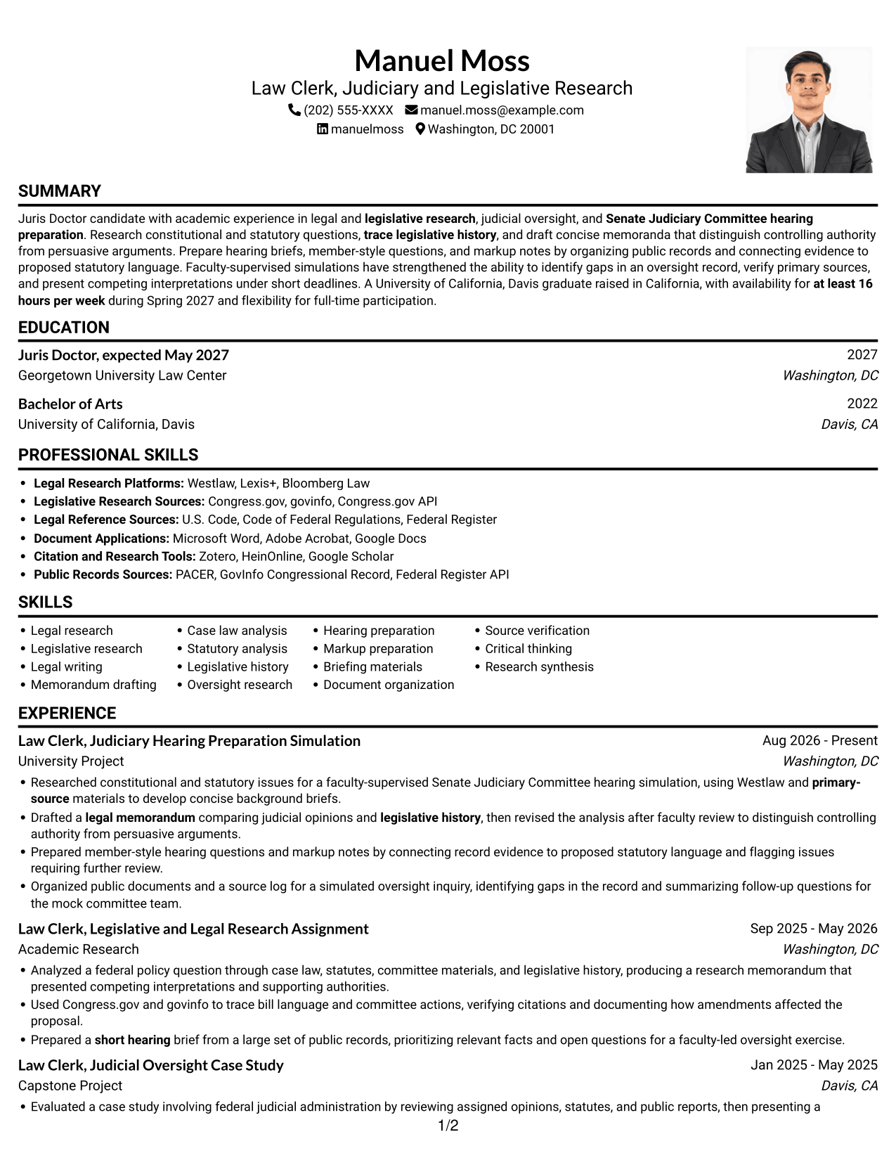 Resume example — page 1