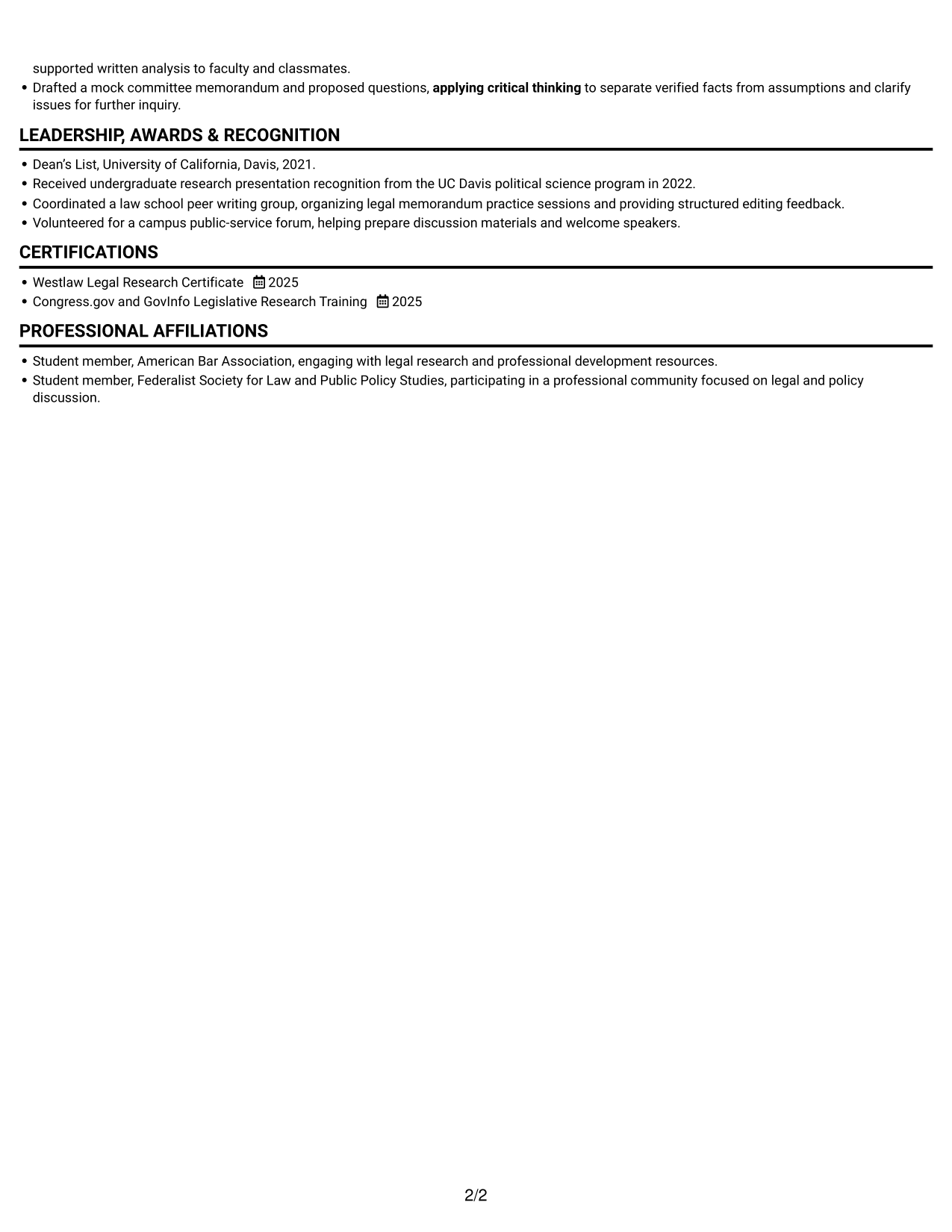 Resume example — page 2