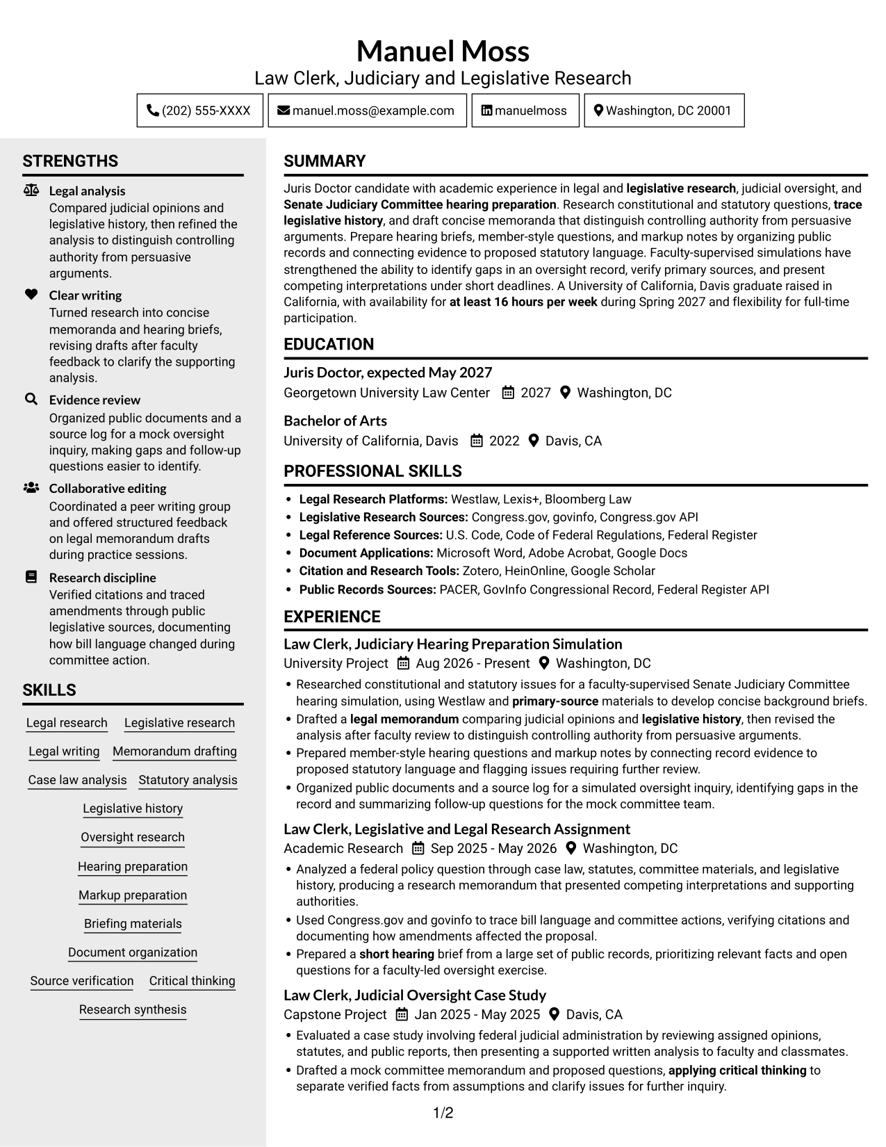 Resume example — page 1