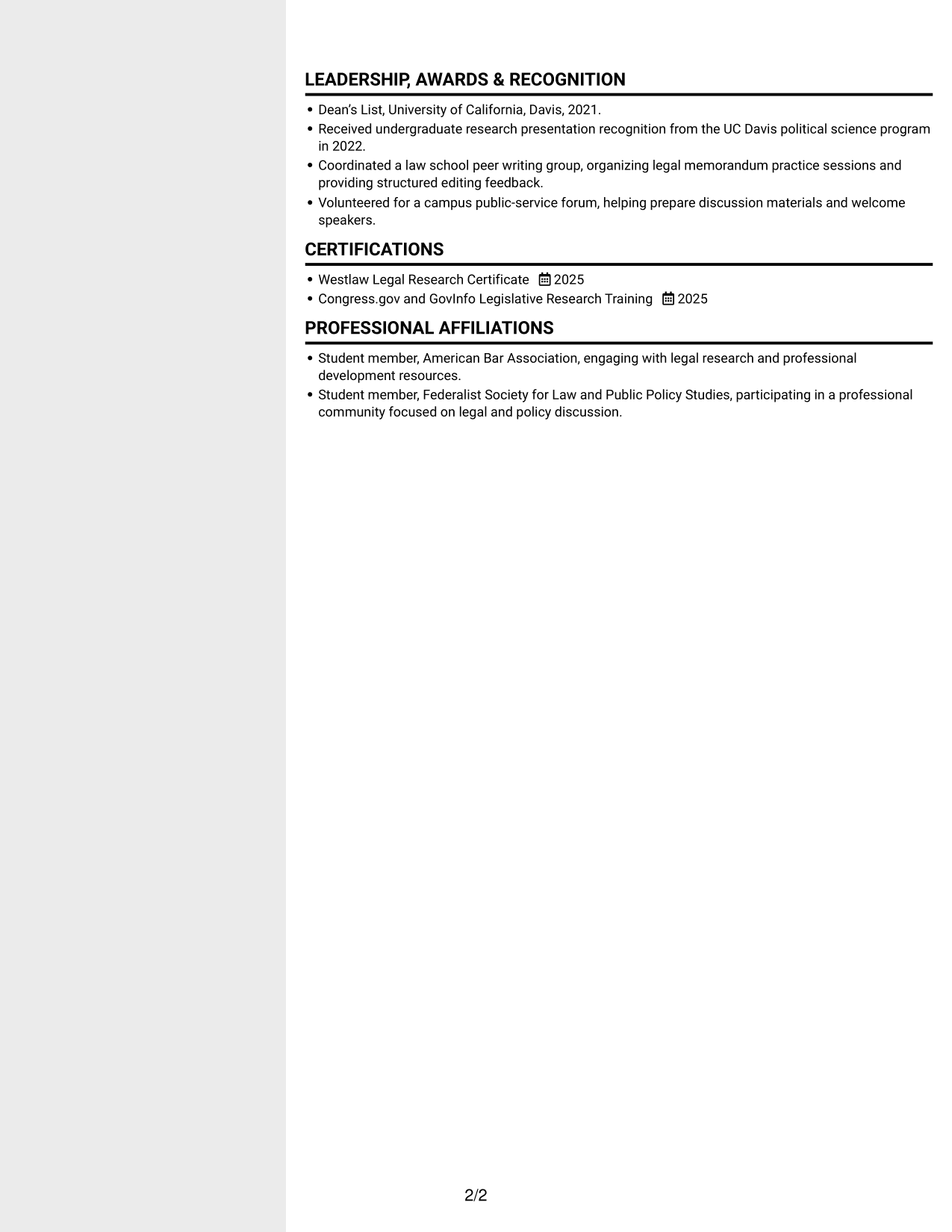 Resume example — page 2