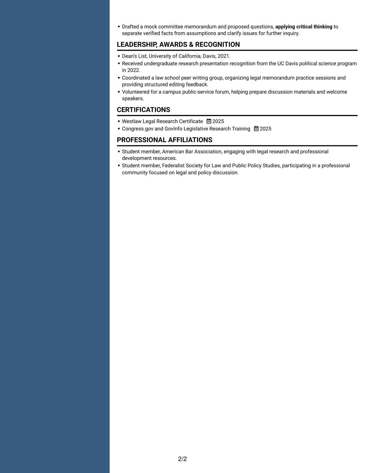 Resume example — page 2