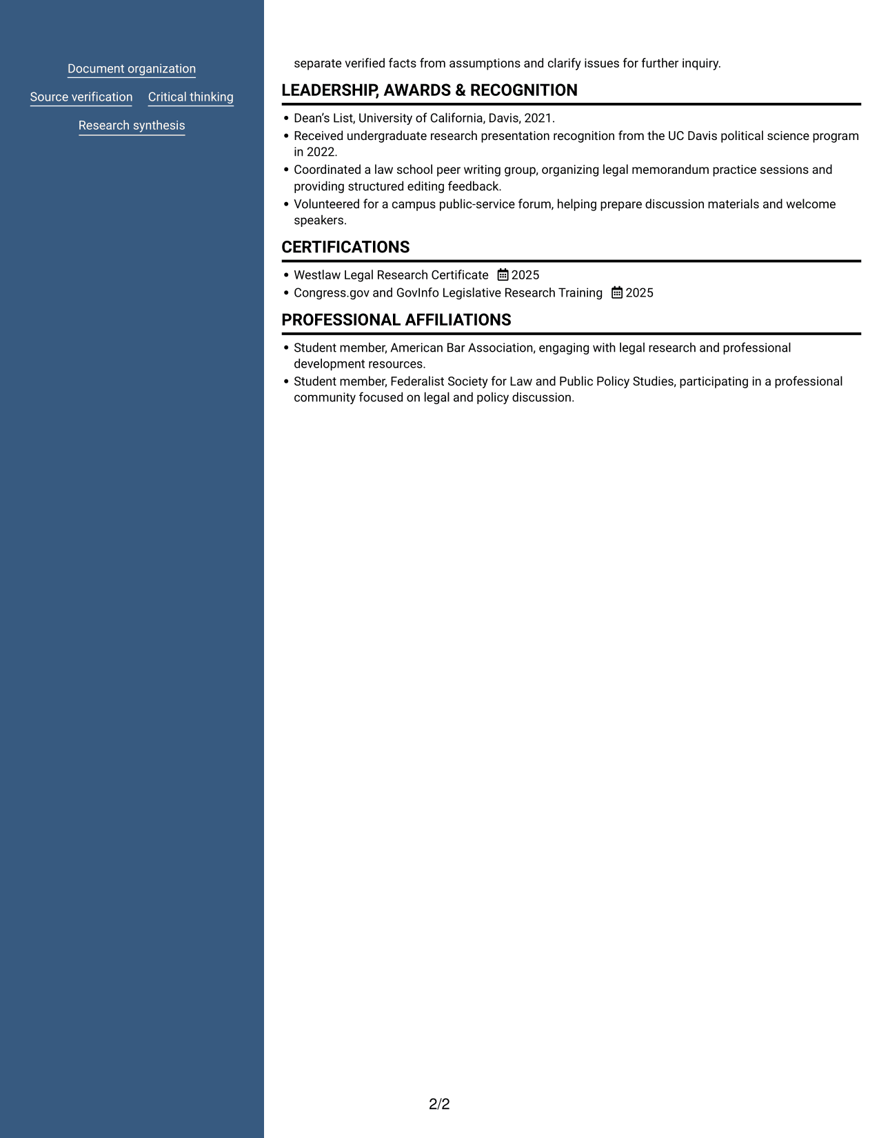 Resume example — page 2