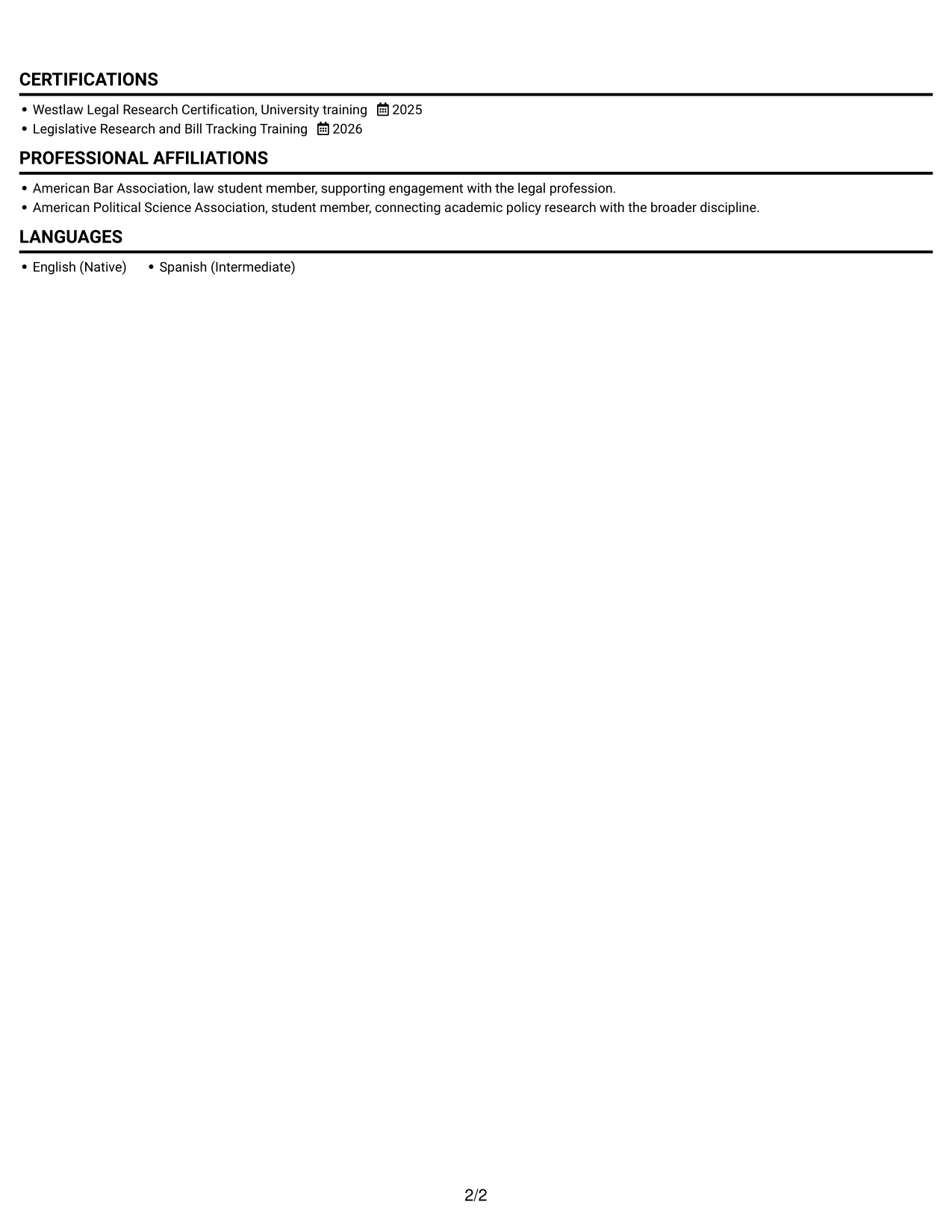 Resume example — page 2