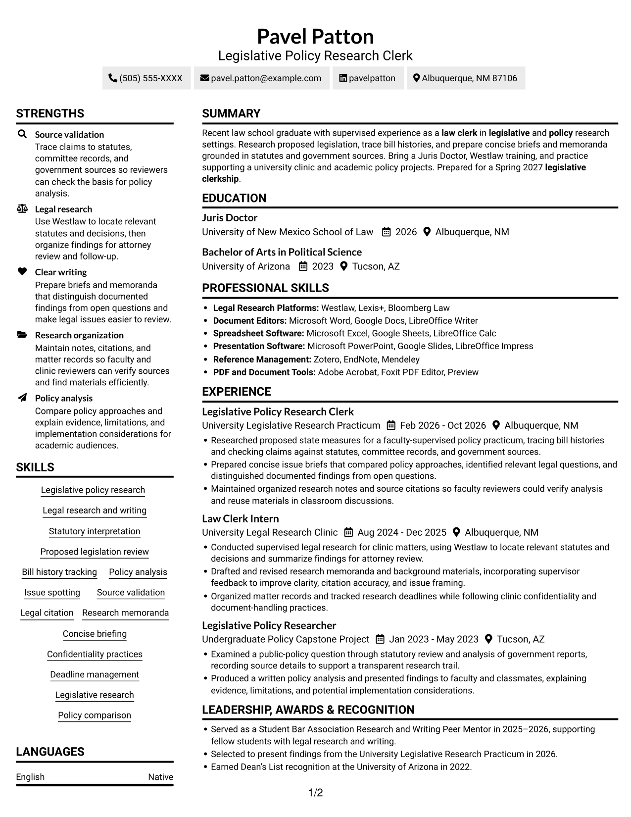 Resume example — page 1