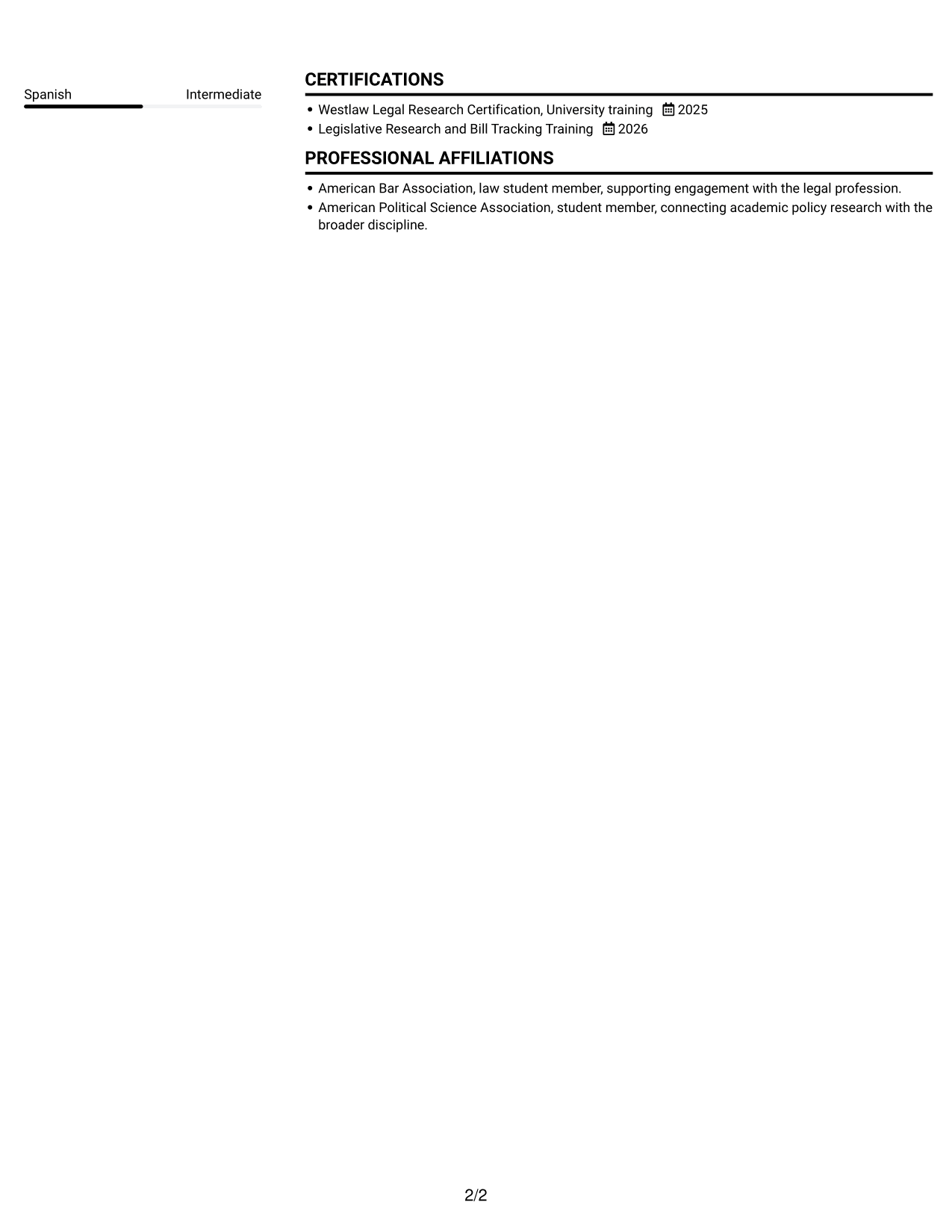 Resume example — page 2
