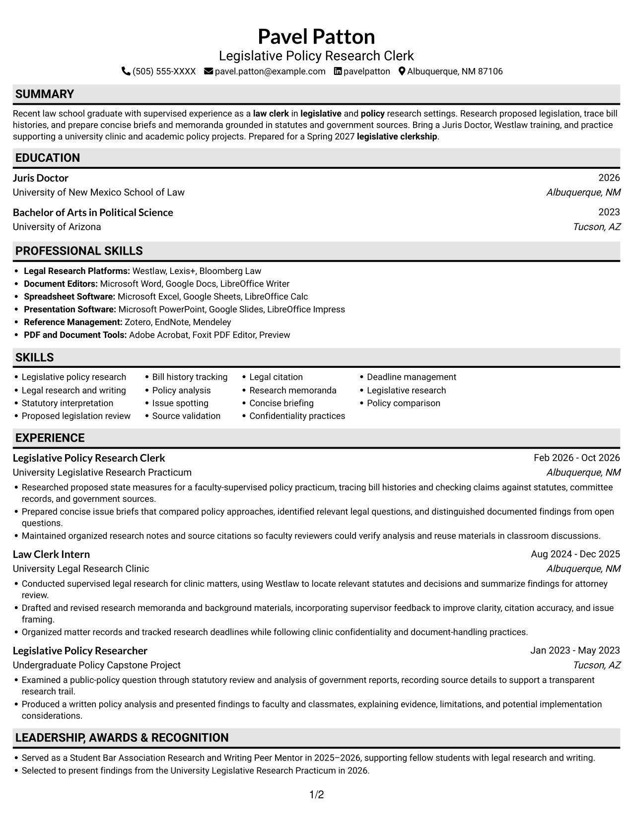 Resume example — page 1