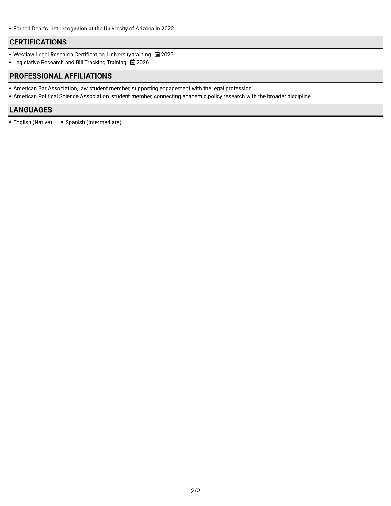 Resume example — page 2