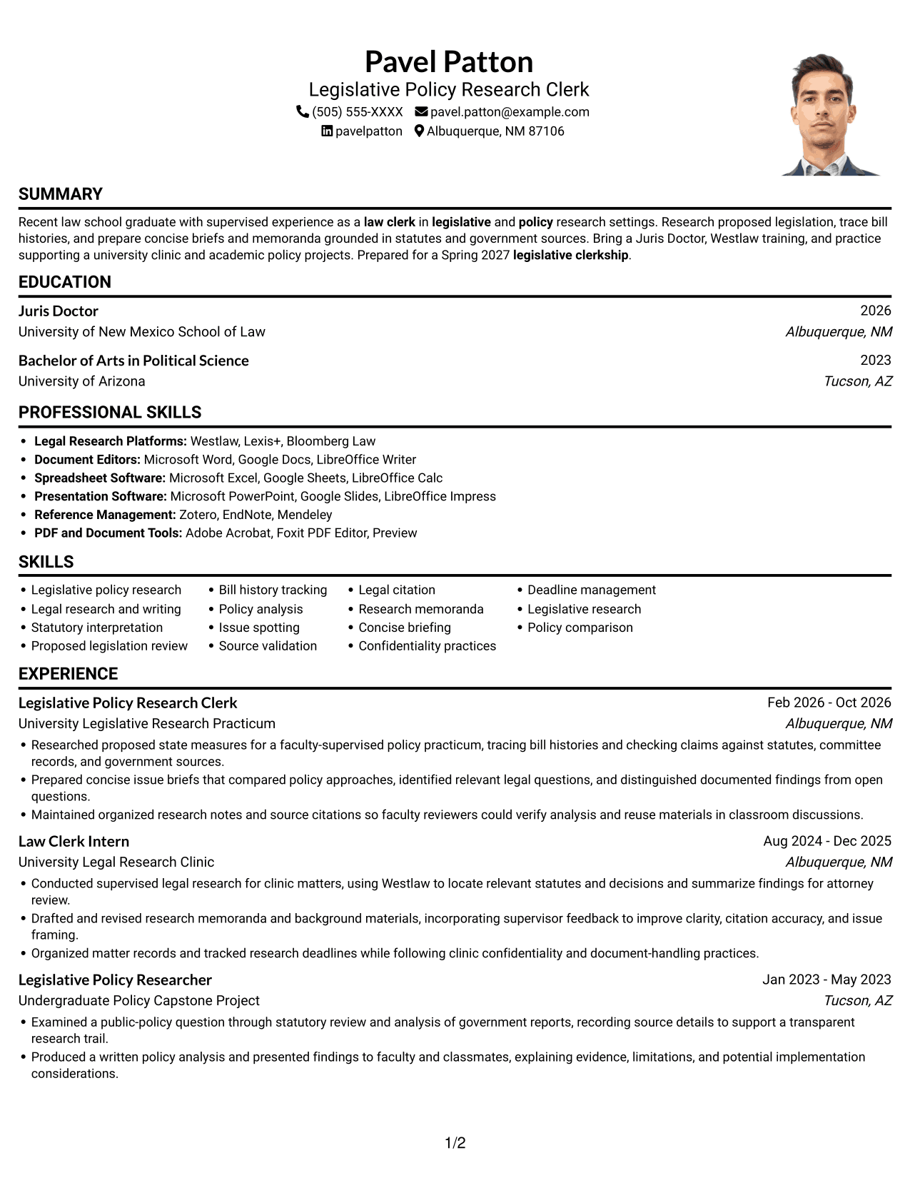 Resume example — page 1