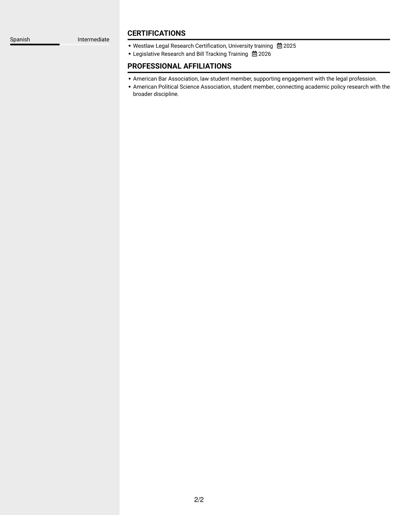 Resume example — page 2