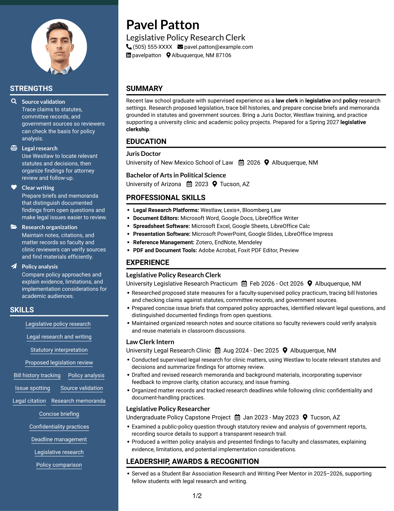 Resume example — page 1