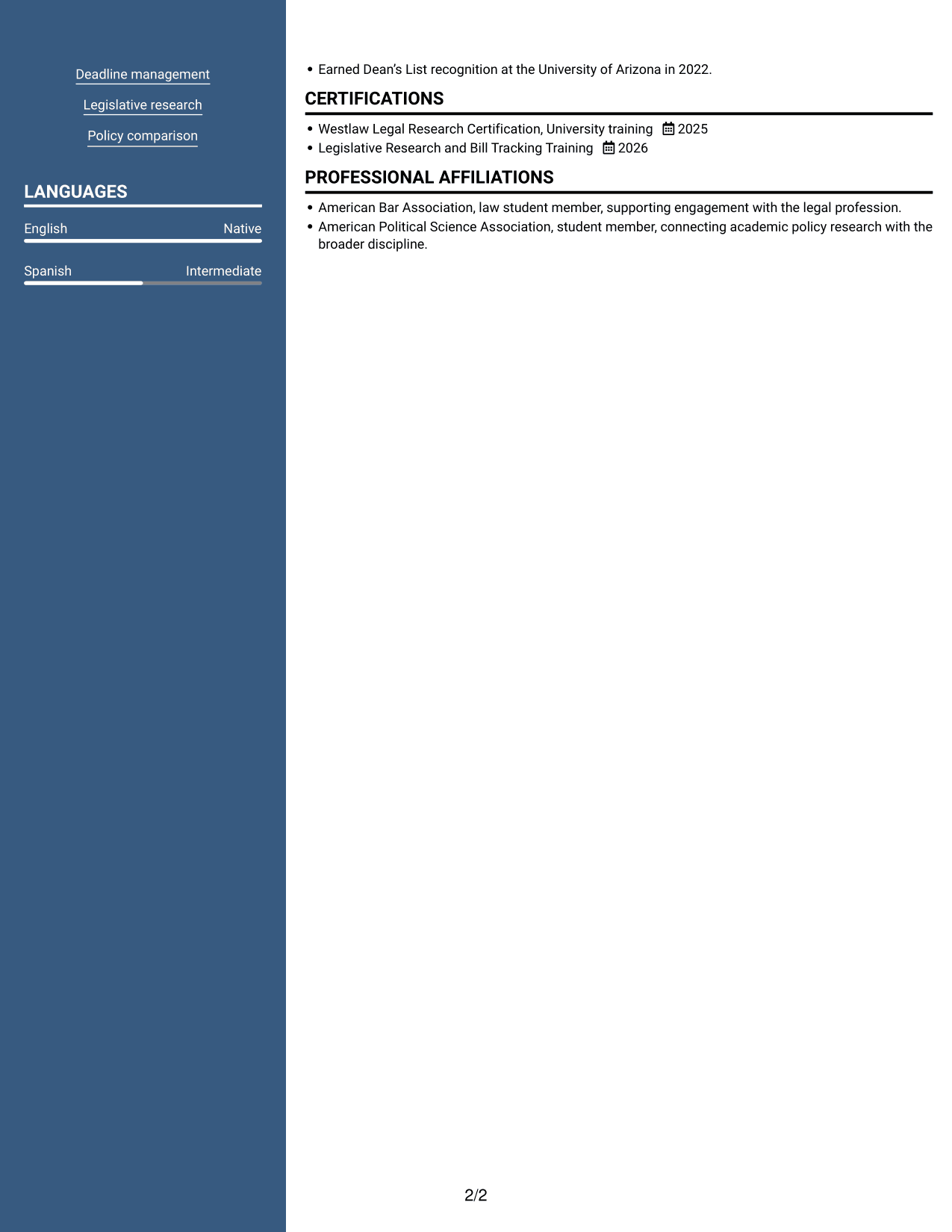 Resume example — page 2