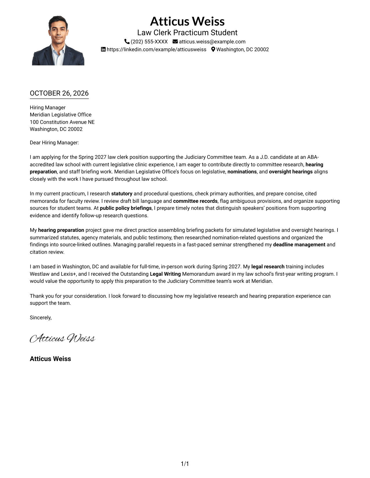 Cover letter example — page 1