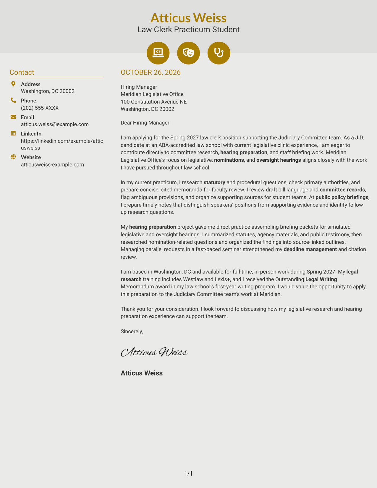 Cover letter example — page 1