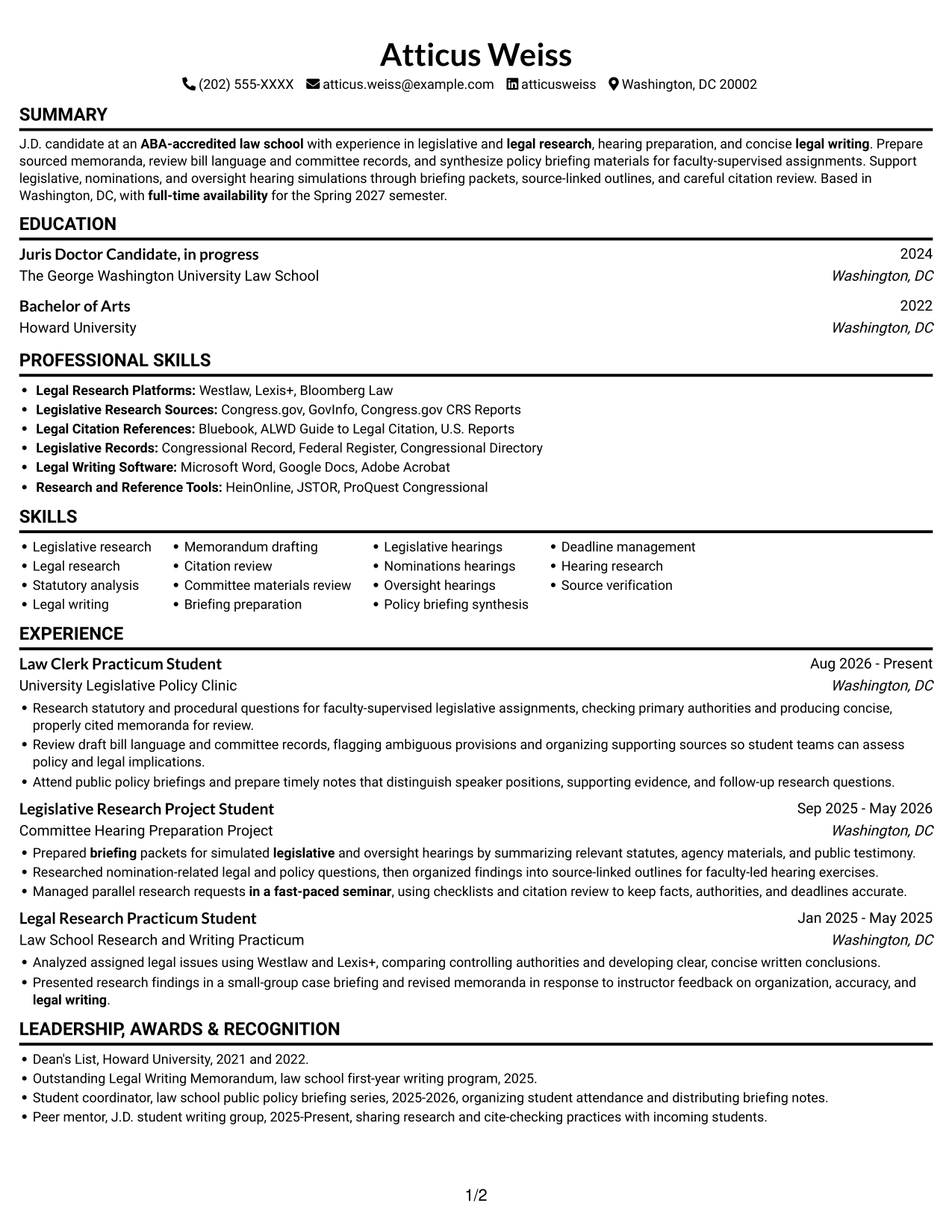 Resume example — page 1