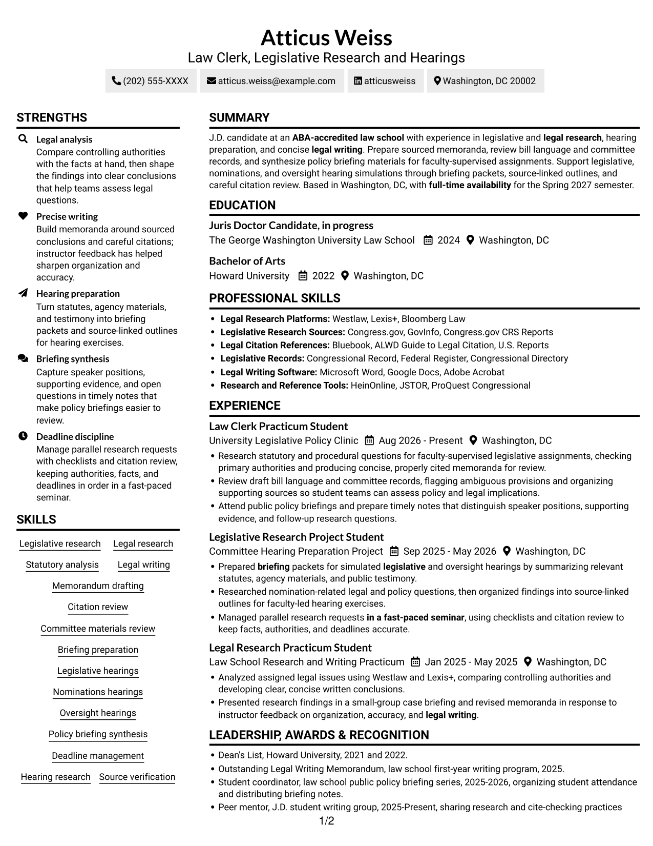 Resume example — page 1