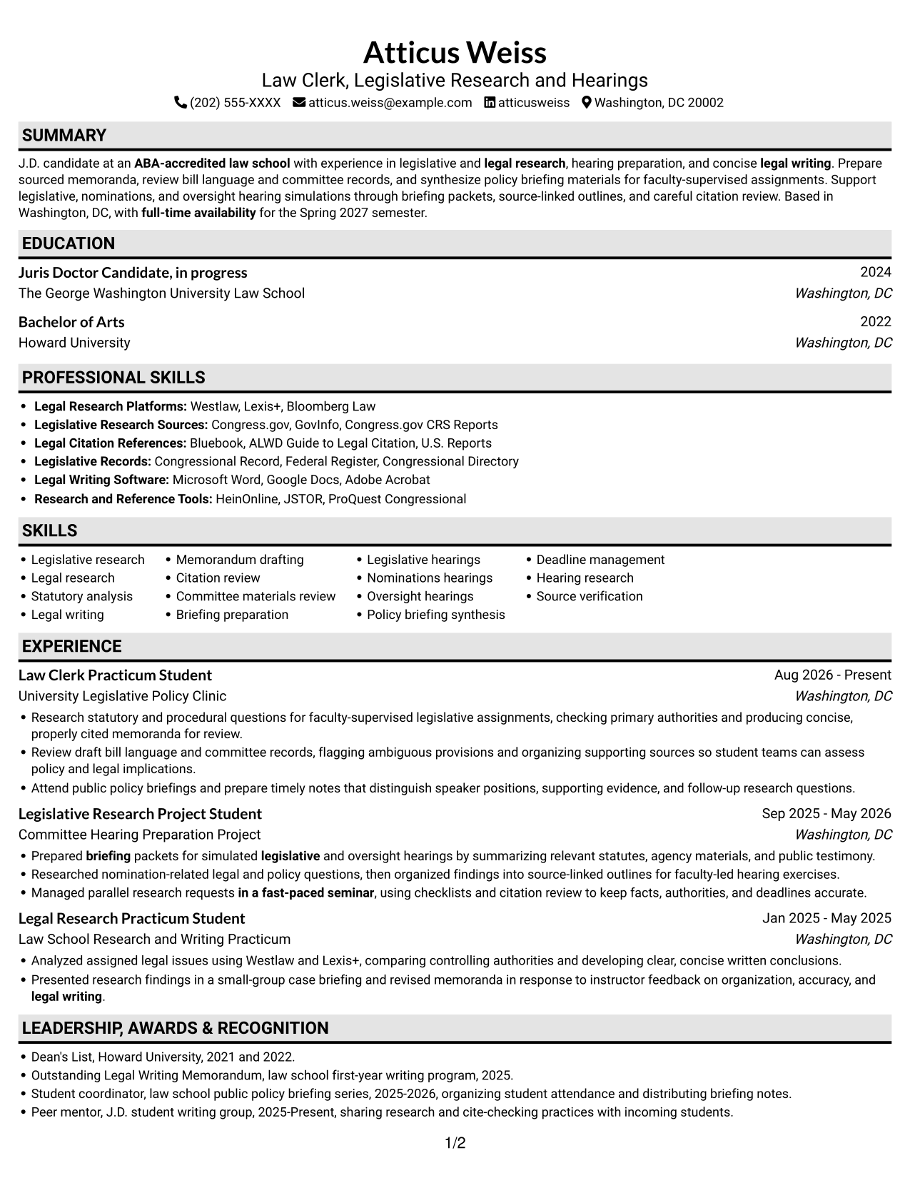 Resume example — page 1
