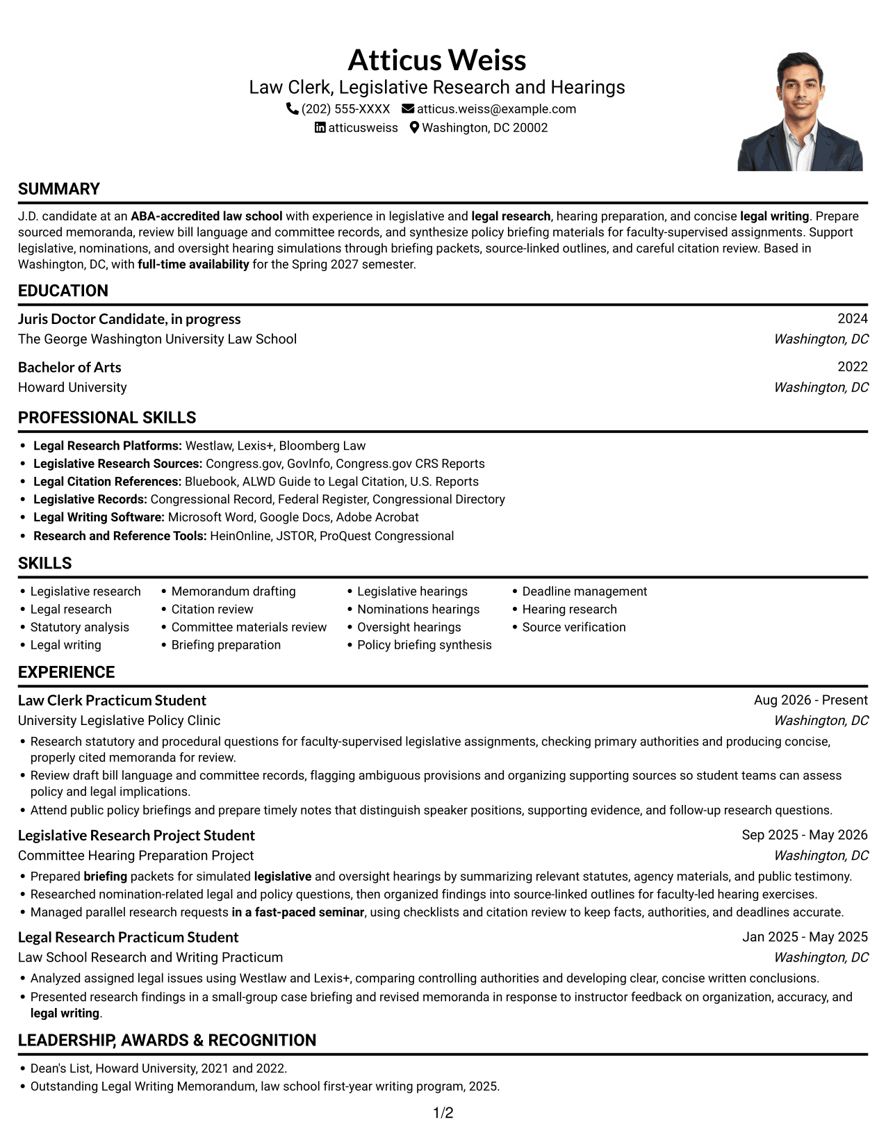 Resume example — page 1