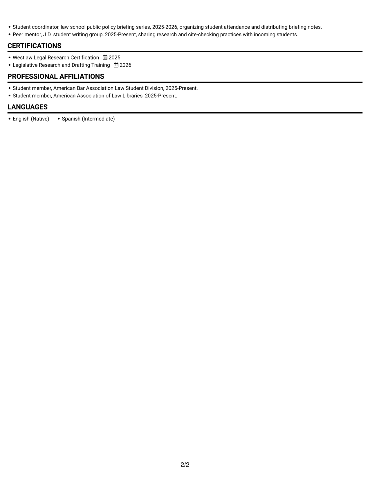 Resume example — page 2