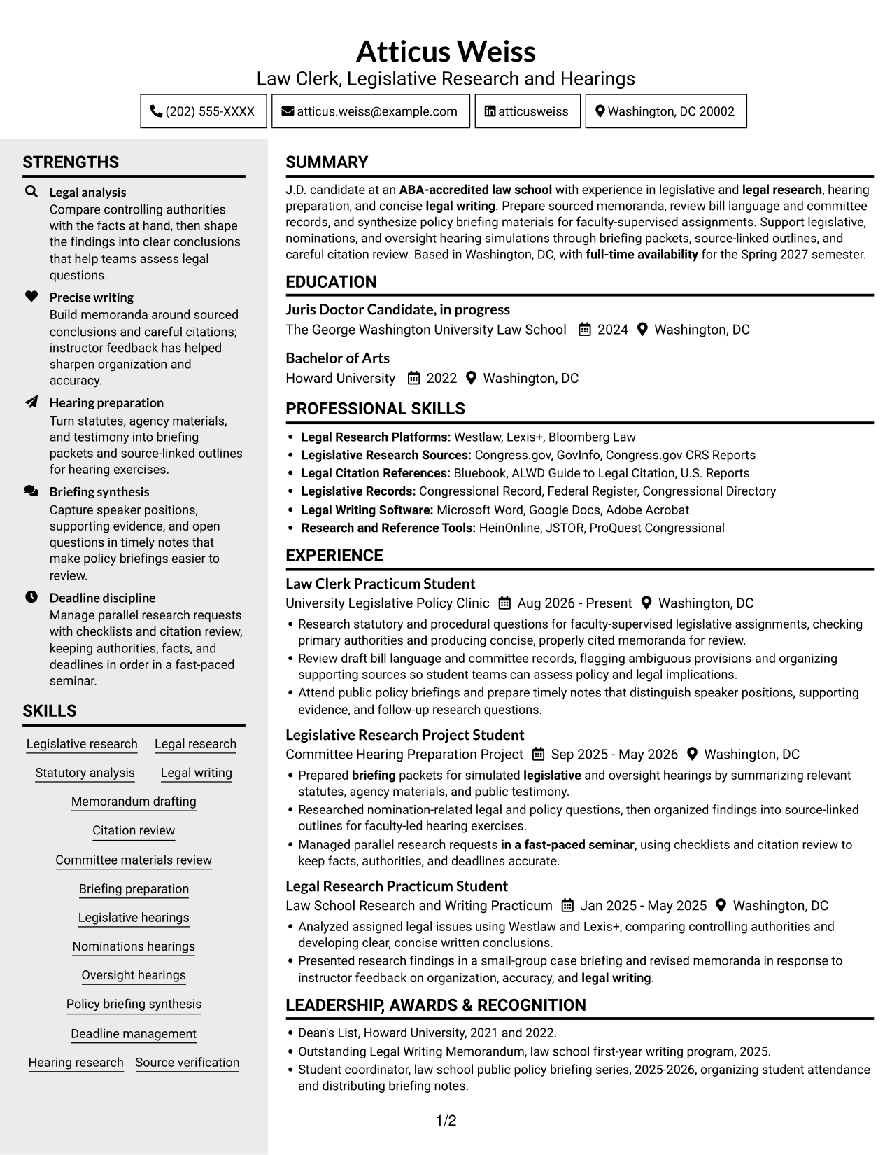 Resume example — page 1