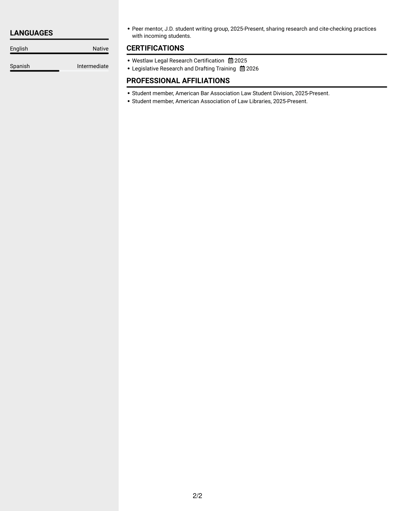 Resume example — page 2